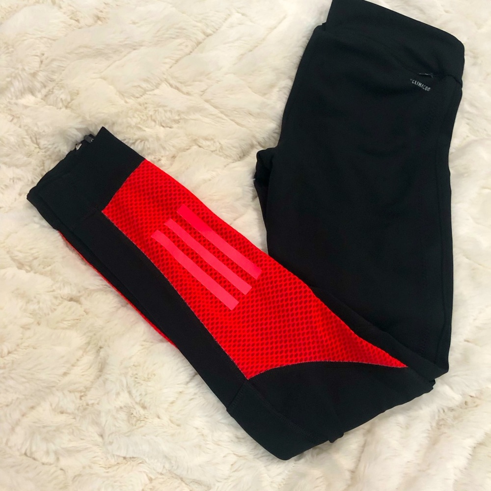 Adidas XS black with mesh zippered breathable climacool Adidas running tights